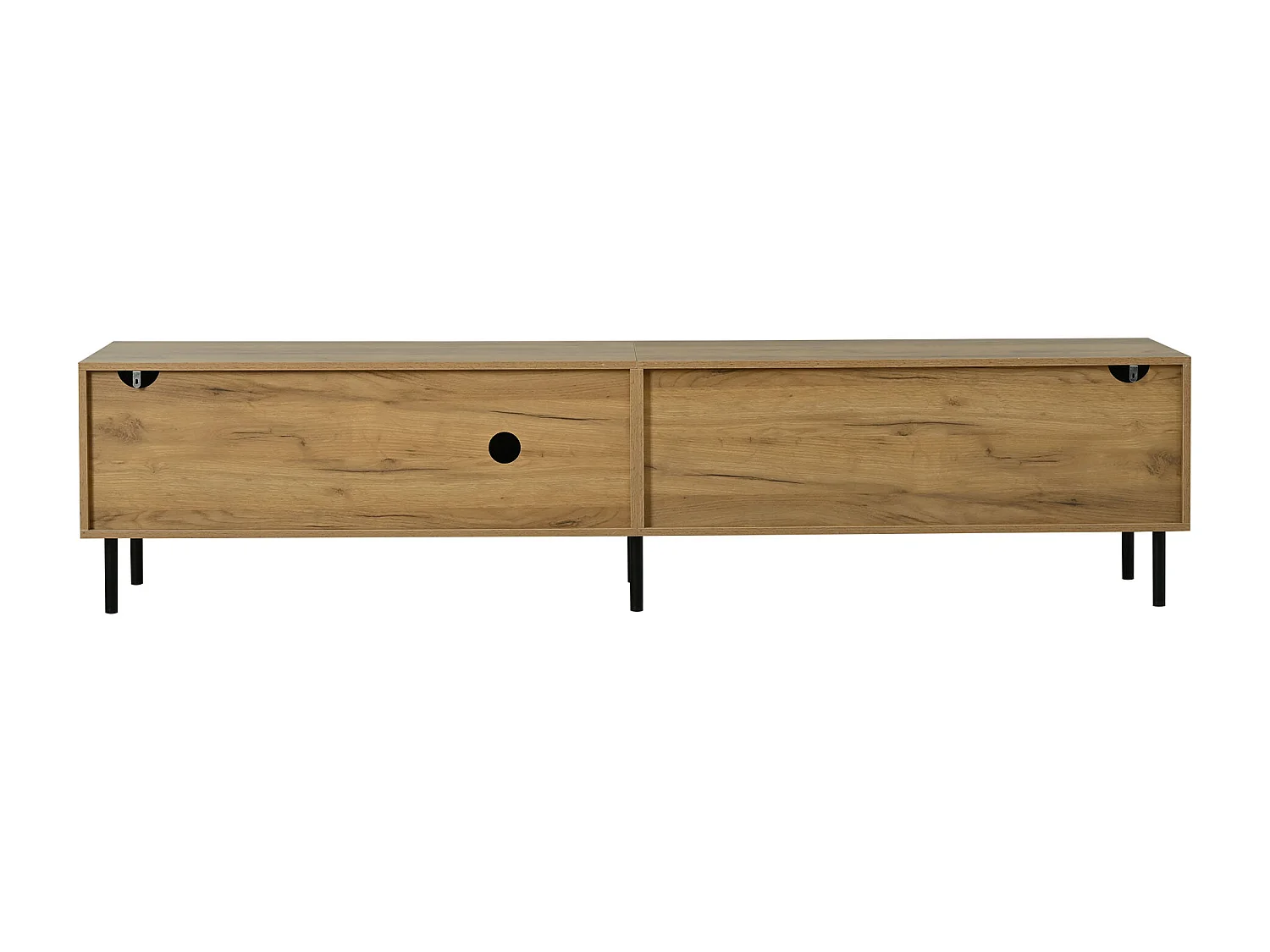Meuble TV pour salon - 208 x 40 x 48 cm - avec 2 tiroirs + 3 portes - pour TV 85 pouces - aggloméré - naturel