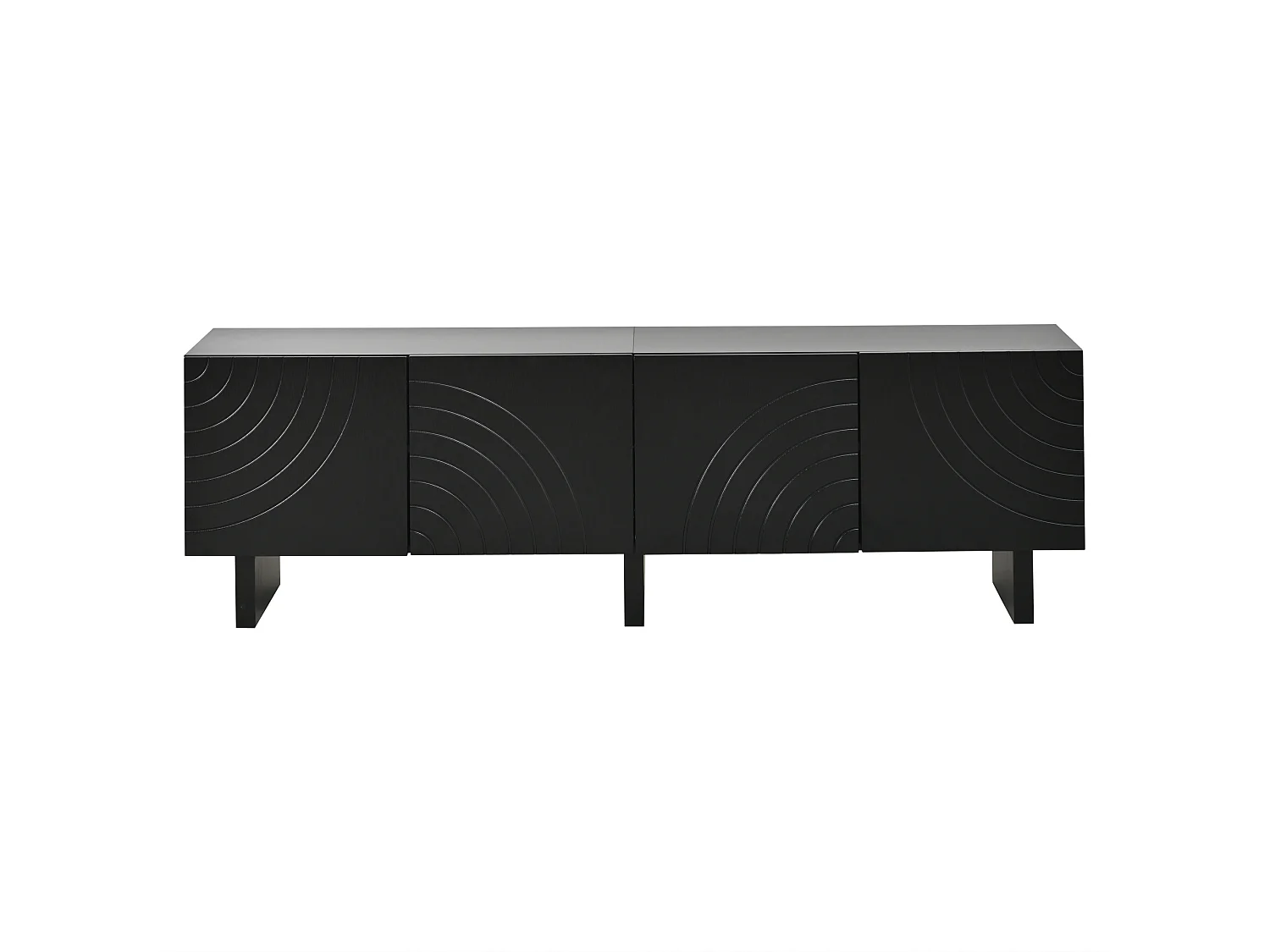Meuble TV moderne de salon - 180 x 40 x 55 cm - avec 4 portes - pour TV 75 pouces - aggloméré - noir