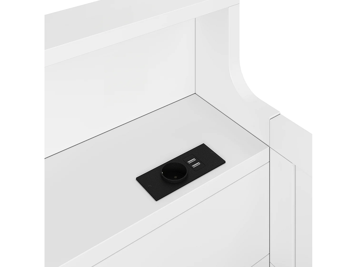 Lit mezzanine bas enfant - 90 x 200 cm - avec 3 tiroirs + bureau amovible + étagères + Leds + USB - NDF - blanc