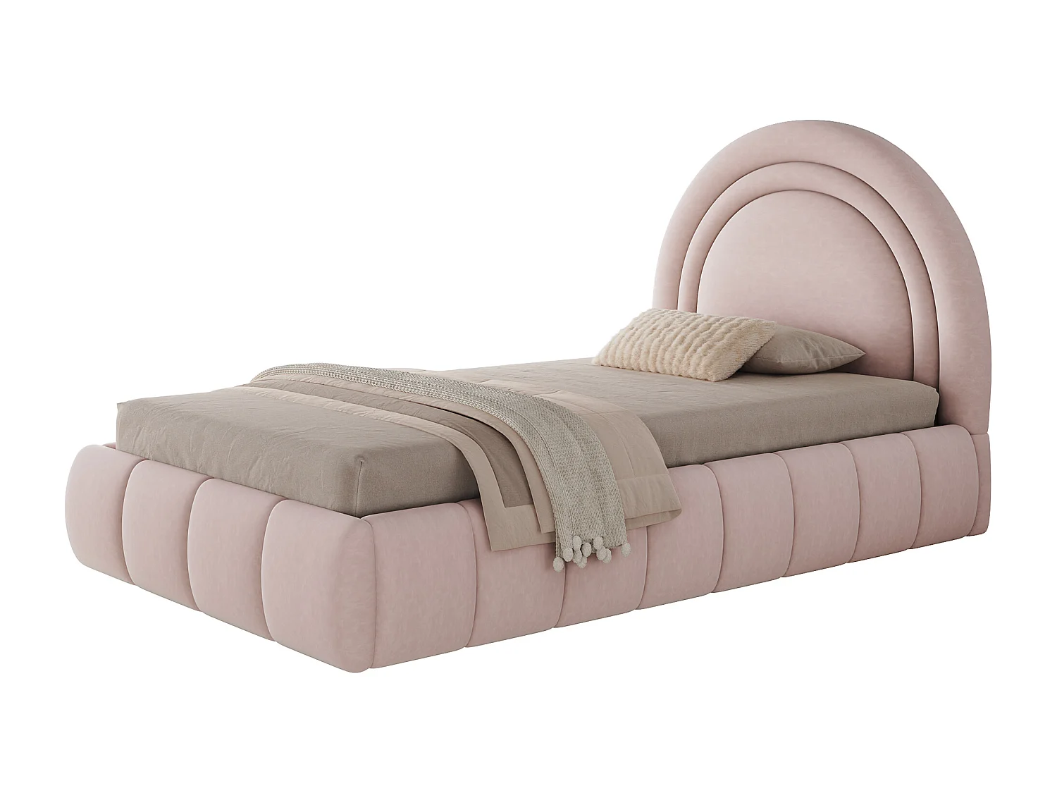 Lit coffre rembourré enfant - 90 x 200 cm - avec rangement hydraulique + tête de lit - velours - rose