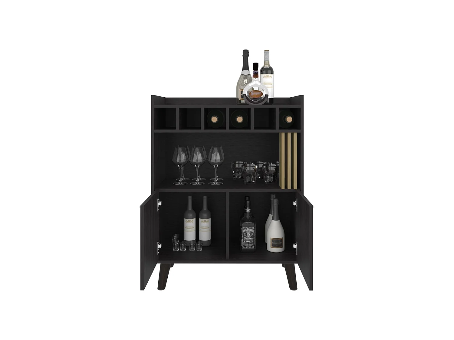 Mobile bar Vance da 78 cm, wengé e frassino