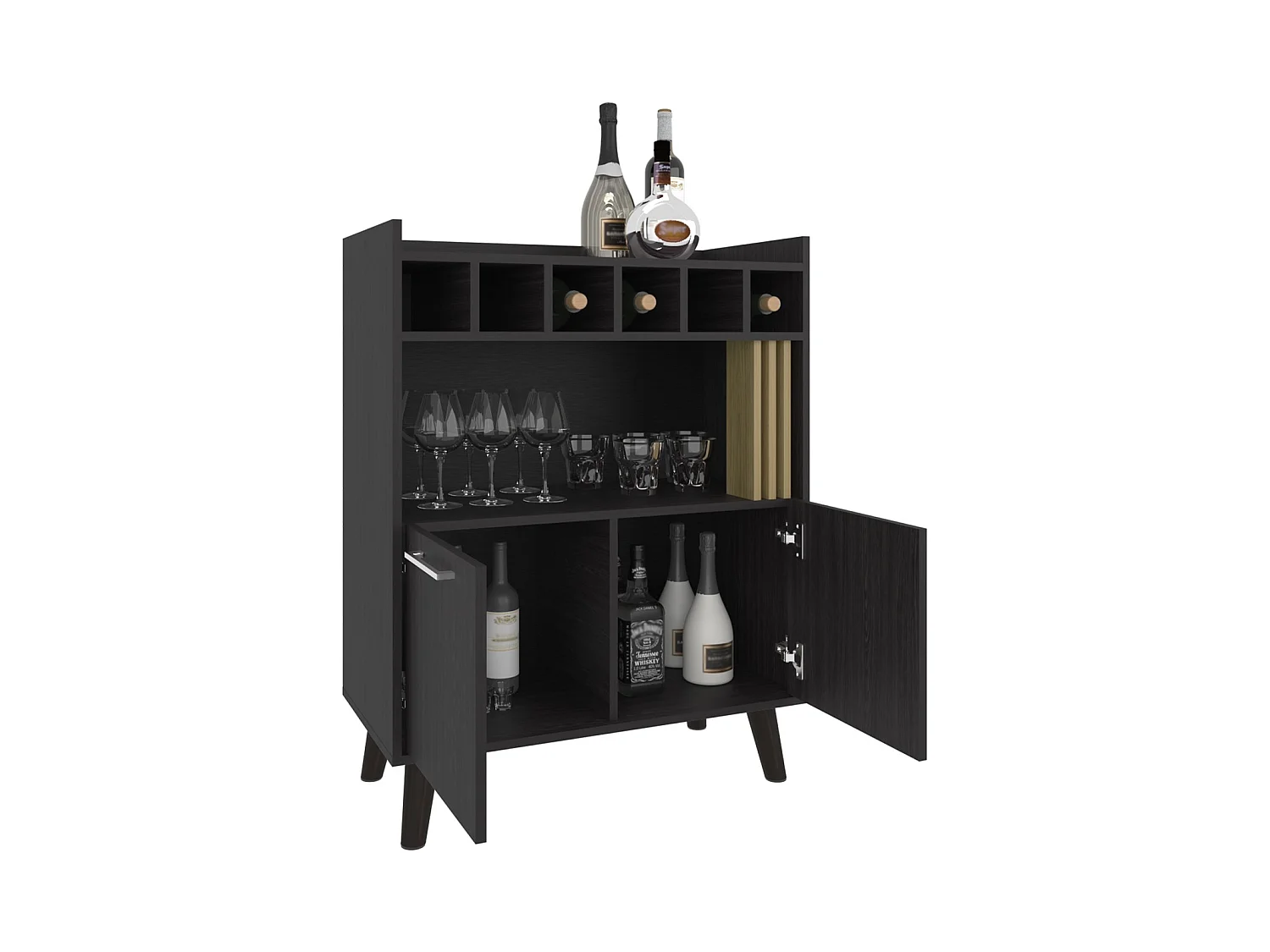 Mobile bar Vance da 78 cm, wengé e frassino