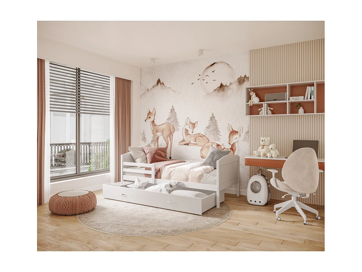 Lit Enfant Matys 90x190 tiroir Blanc - blanc