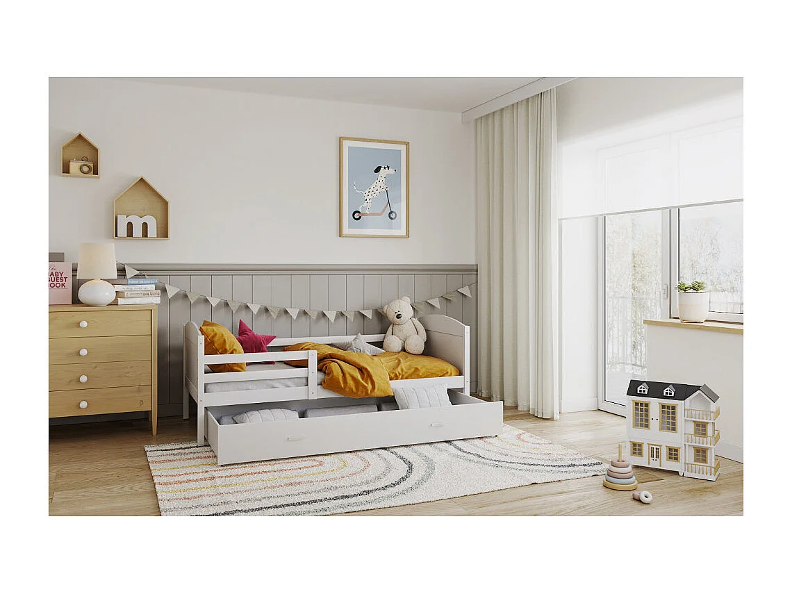 Lit Enfant Matys 90x190 tiroir Blanc - blanc