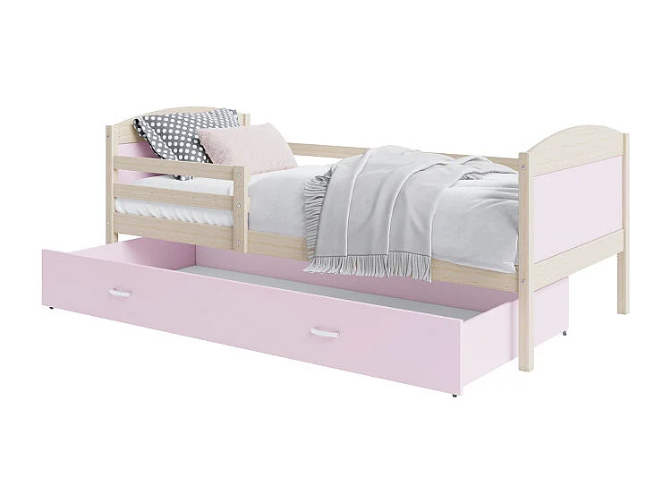 Lit Enfant Matys 90x190 tiroir Pin - rose
