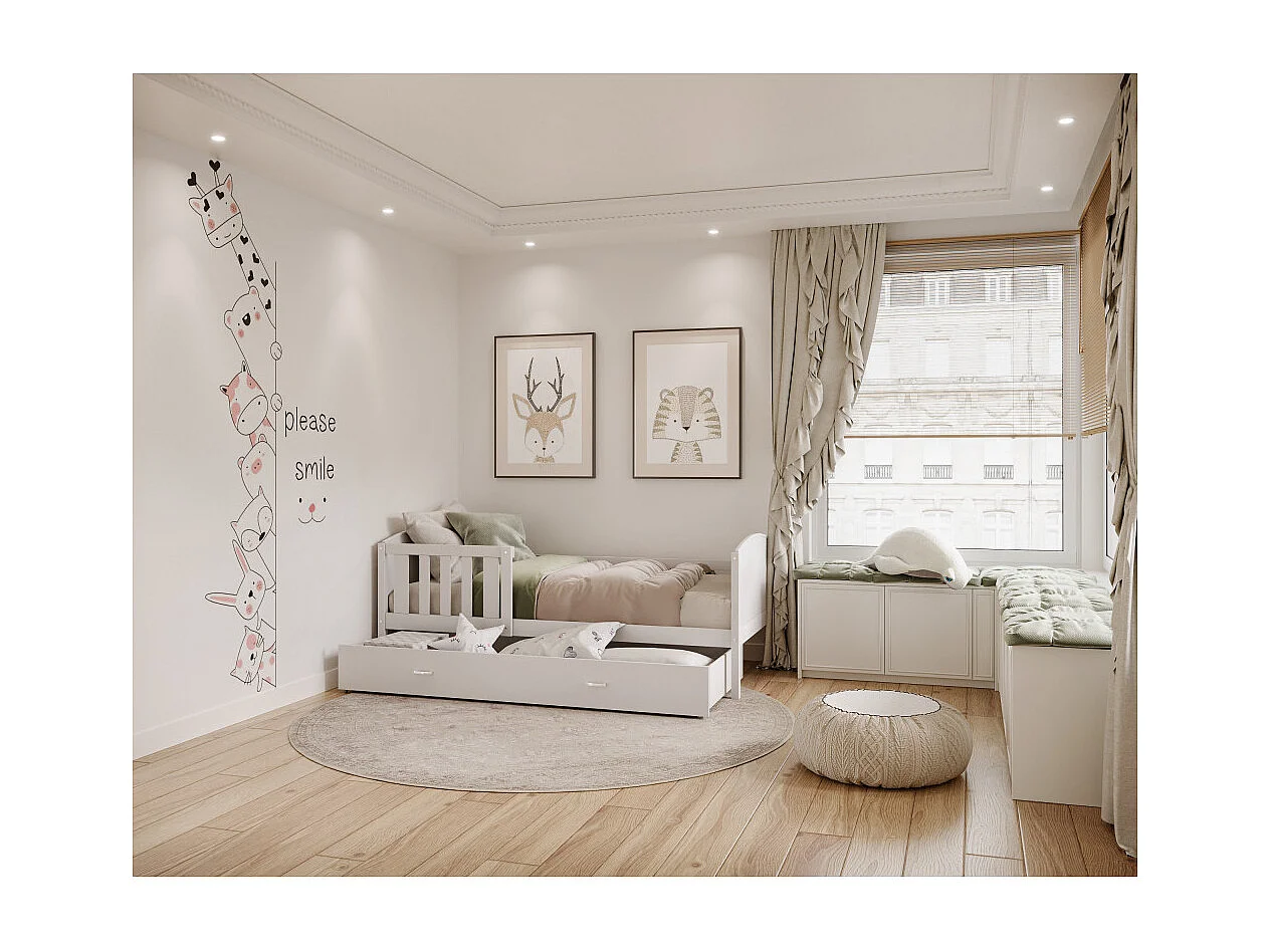 Lit Enfant Timo 90x190 tiroir Blanc - blanc