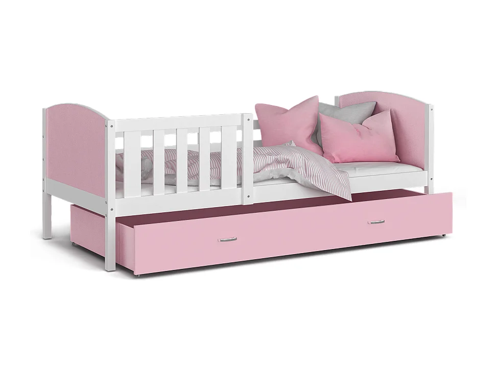 Lit Enfant Timo 90x190 tiroir Blanc - rose