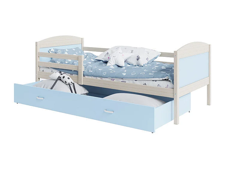 Lit Enfant Matys 90x190 tiroir Pin - bleu