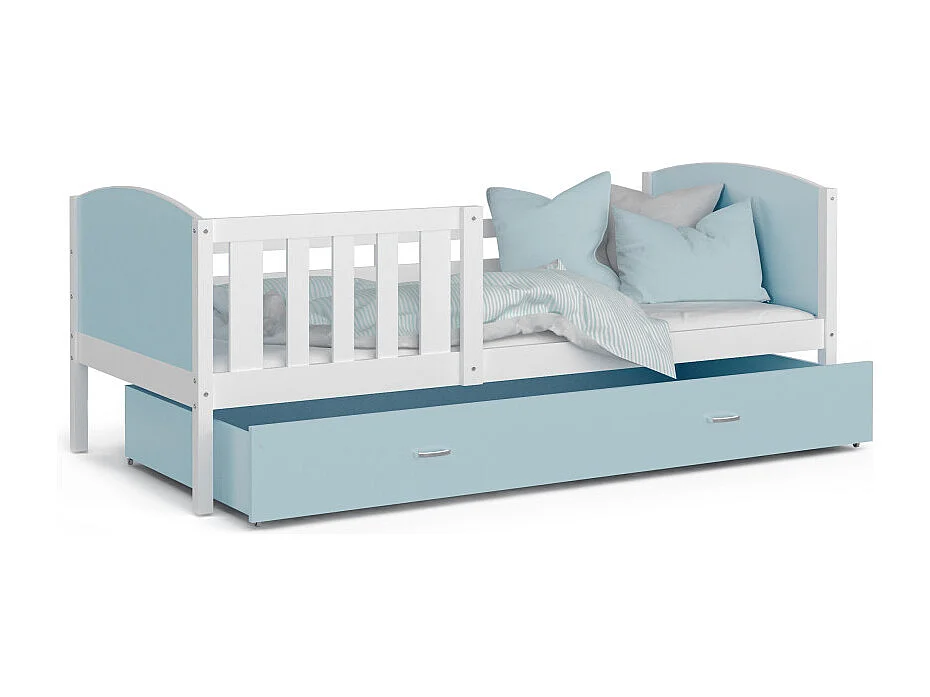 Lit Enfant Timo 90x190 tiroir Blanc - bleu