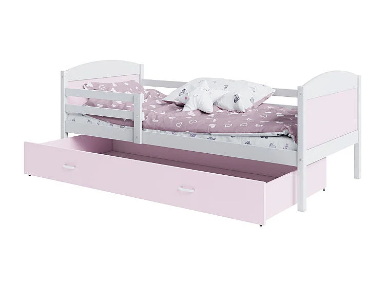 Lit Enfant Matys 90x190 tiroir Blanc - rose