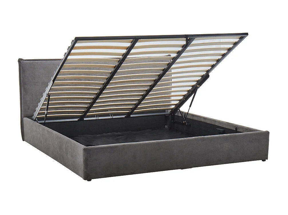 Cama - Lit coffre en velours côtelé 180x200cm - Gris