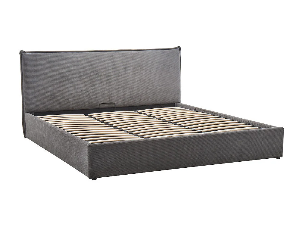 Cama - Lit coffre en velours côtelé 180x200cm - Gris