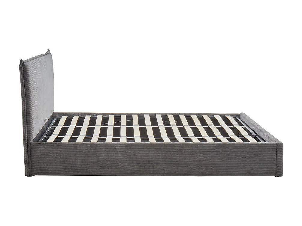 Cama - Lit coffre en velours côtelé 180x200cm - Gris