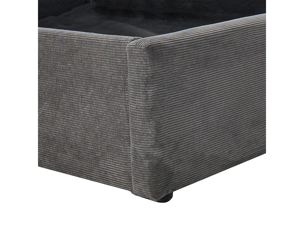 Cama - Lit coffre en velours côtelé 180x200cm - Gris