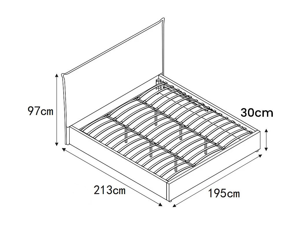 Cama - Lit coffre en velours côtelé 180x200cm - Gris