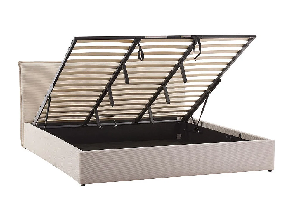 Cama - Lit coffre en velours côtelé 180x200cm - Beige