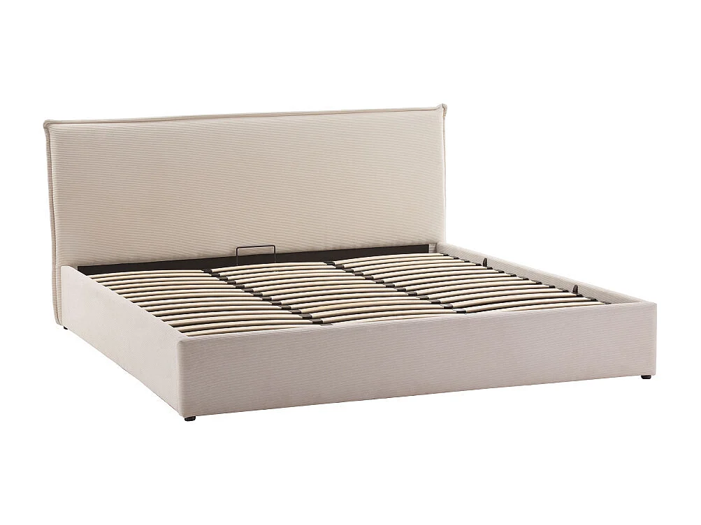 Cama - Lit coffre en velours côtelé 180x200cm - Beige