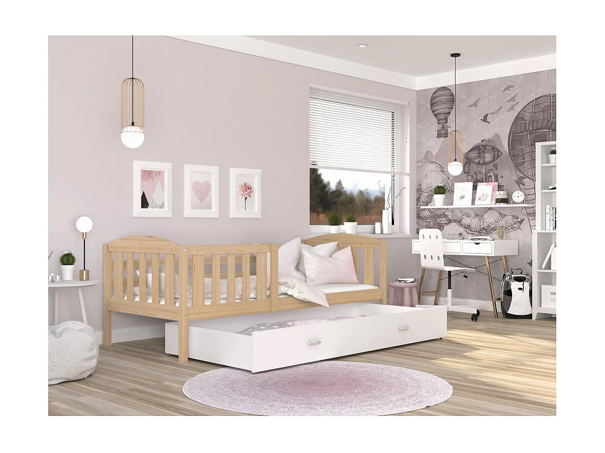 Lit Enfant Nilo 80x160 tiroir Pin - blanc