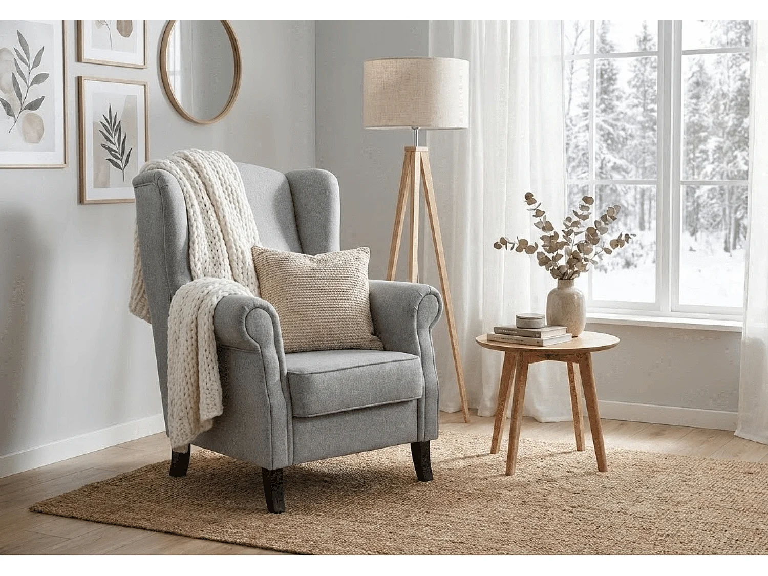 Elegante gestoffeerde fauteuil LIZBONA, in stof MONOLITH 84 grijs