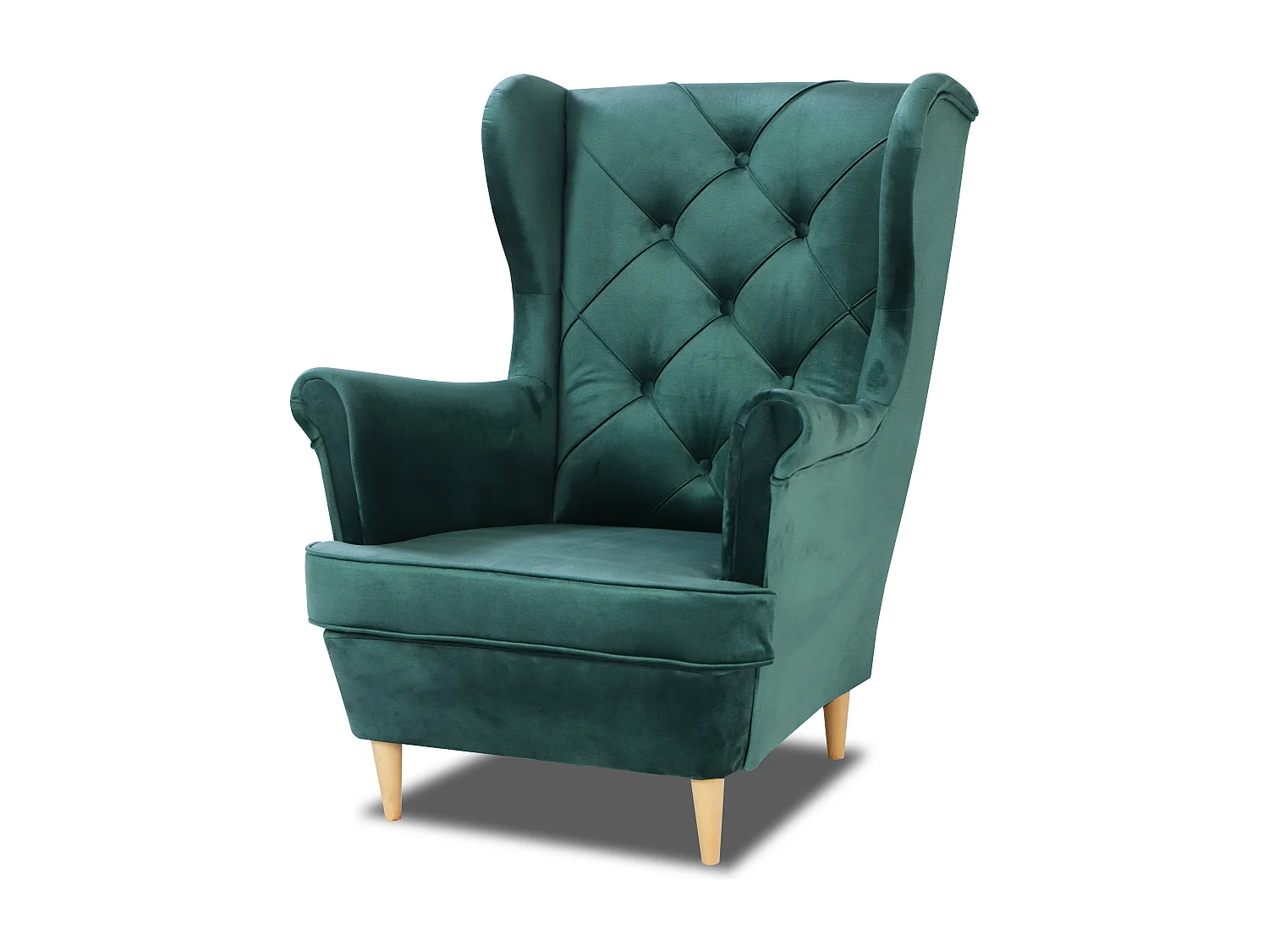 Fauteuil à oreilles YORK – fauteuil de détente élégant en tissu MONOLITH 37 vert bouteille