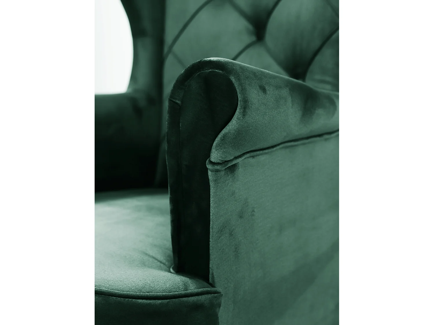 Fauteuil à oreilles YORK – fauteuil de détente élégant en tissu MONOLITH 37 vert bouteille