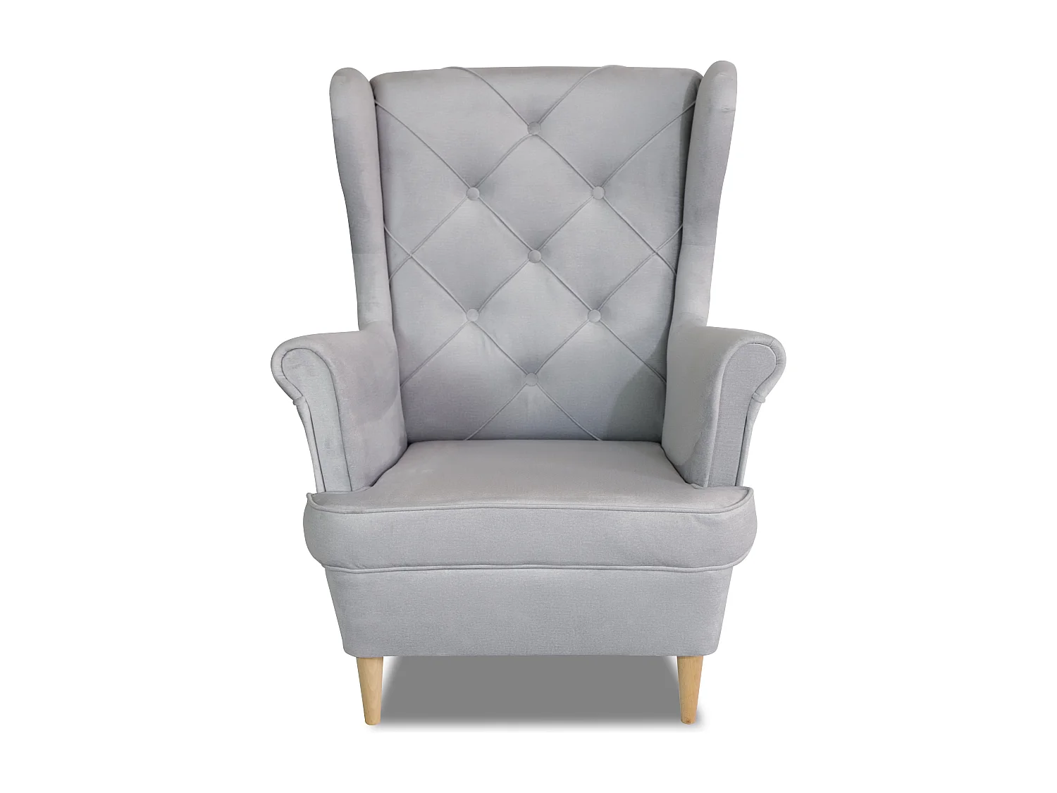 Fauteuil à oreilles YORK – fauteuil de détente élégant en tissu MONOLITH 84 gris clair