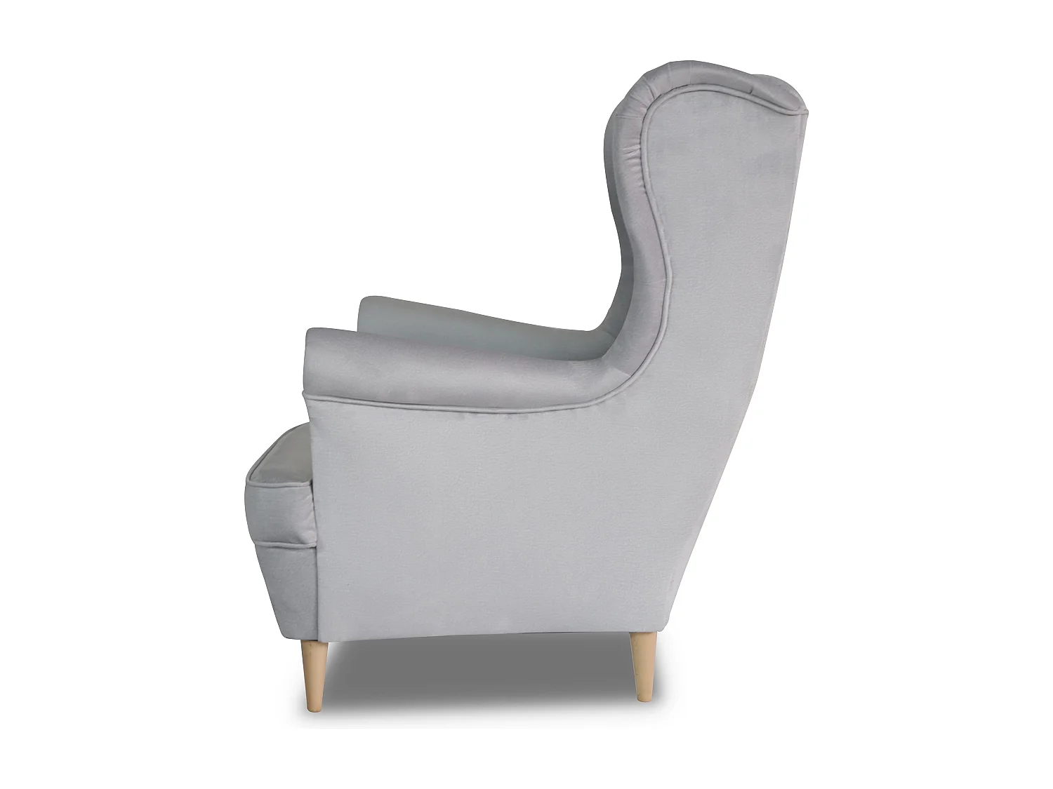 Fauteuil à oreilles YORK – fauteuil de détente élégant en tissu MONOLITH 84 gris clair