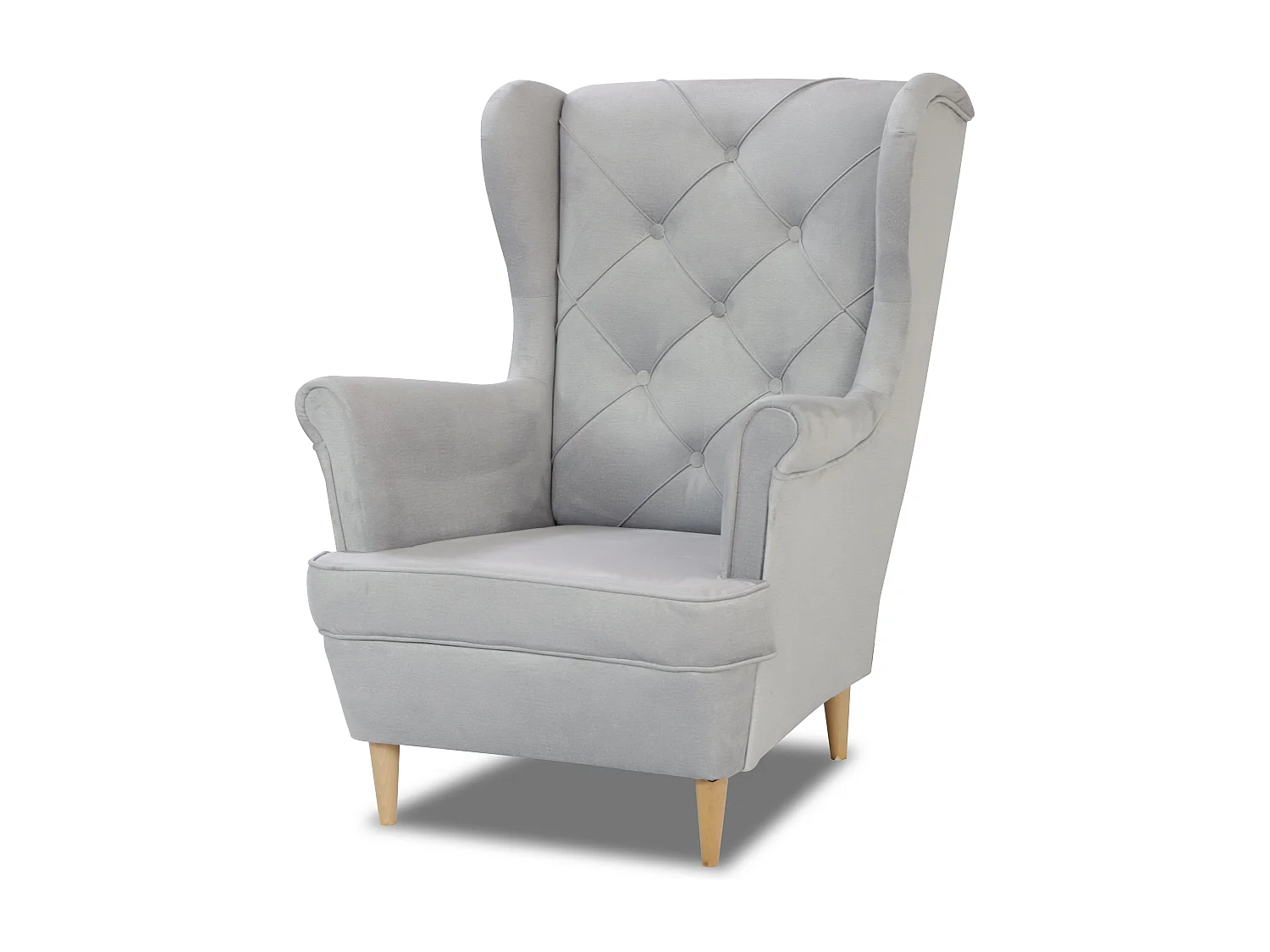 Fauteuil à oreilles YORK – fauteuil de détente élégant en tissu MONOLITH 84 gris clair