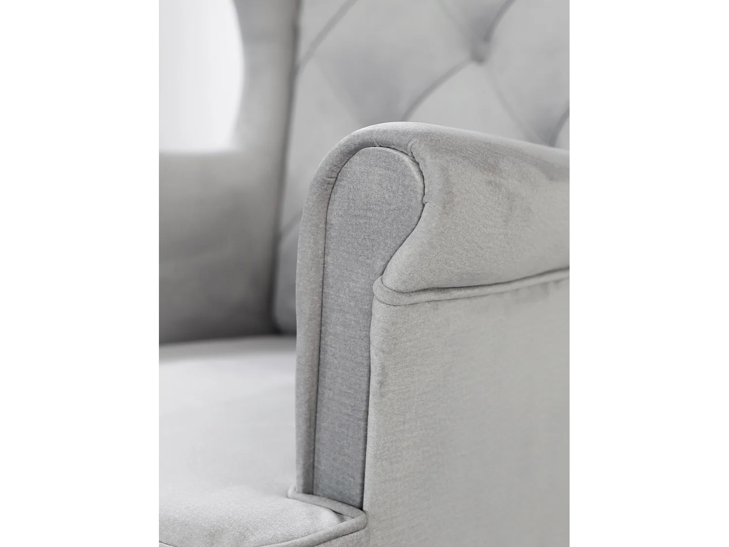 Fauteuil à oreilles YORK – fauteuil de détente élégant en tissu MONOLITH 84 gris clair