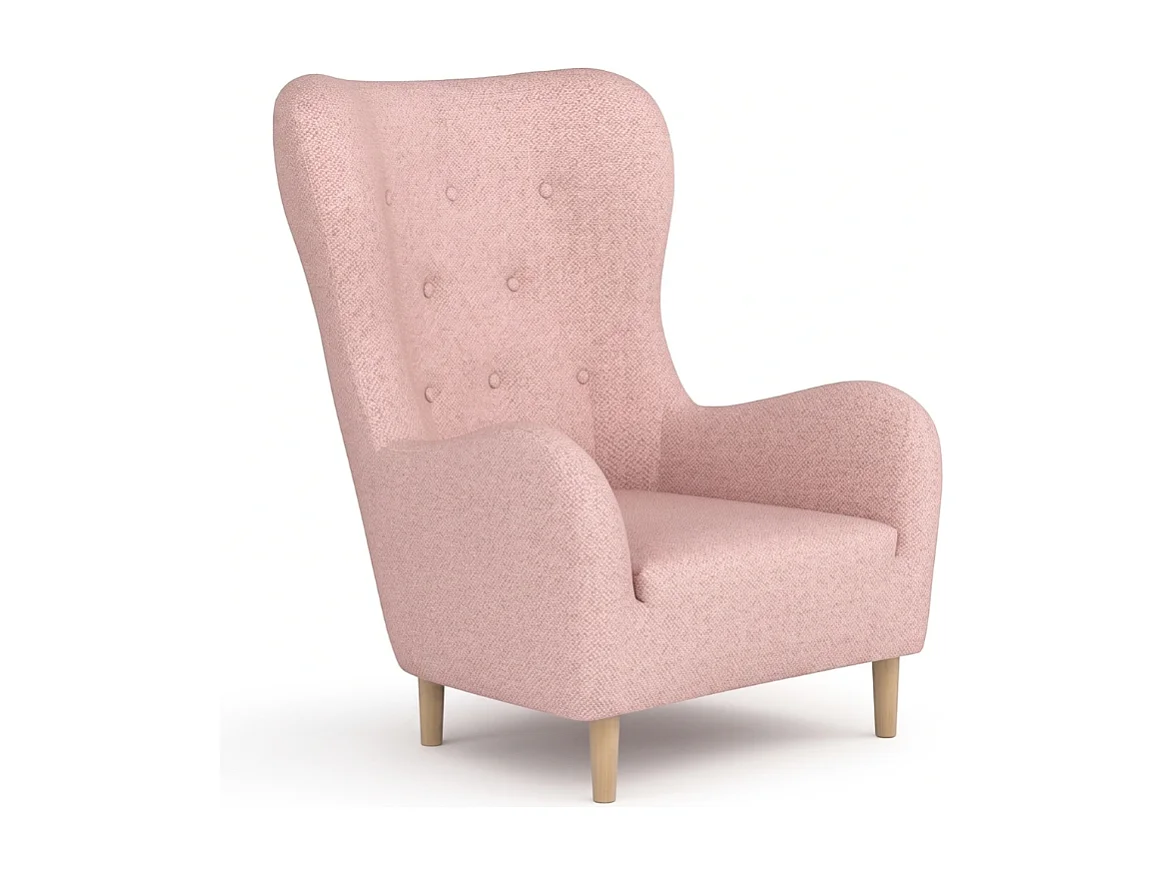 Fauteuil à oreilles BENETTO – fauteuil de détente élégant en tissu TWIST 16 rose