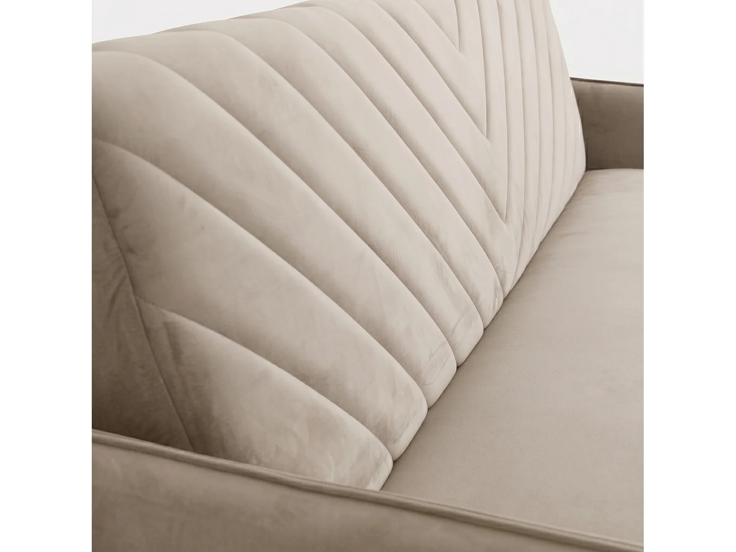 Canapé-lit MODENA 210 cm – élégant canapé convertible avec coffre de rangement et coutures décoratives en V, beige