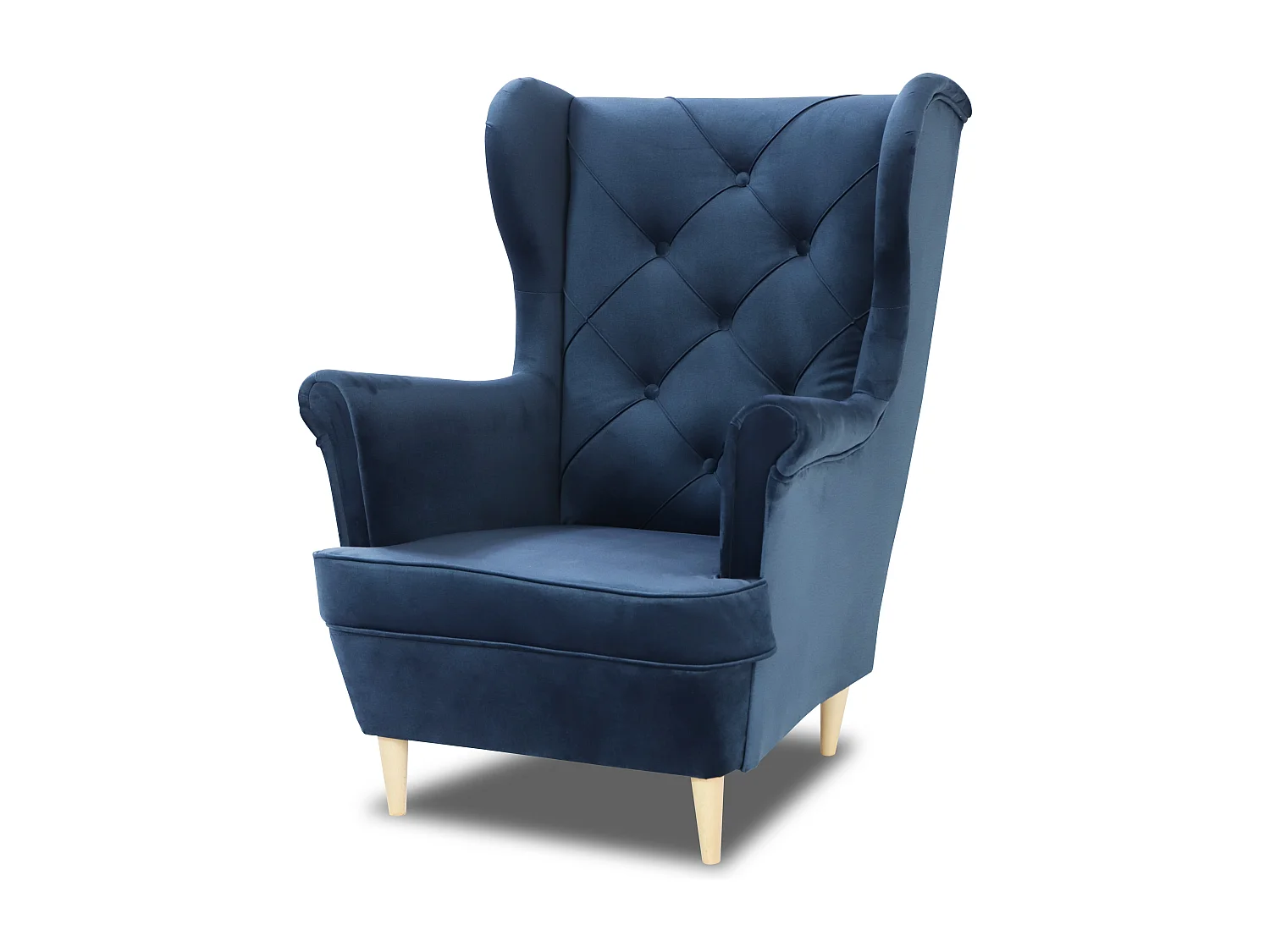 Fauteuil à oreilles YORK – fauteuil de détente élégant en tissu MONOLITH 77 bleu marine