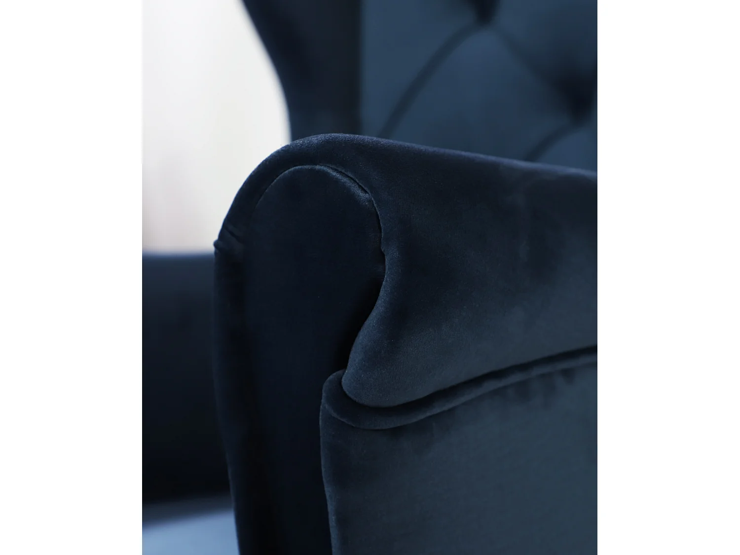 Fauteuil à oreilles YORK – fauteuil de détente élégant en tissu MONOLITH 77 bleu marine
