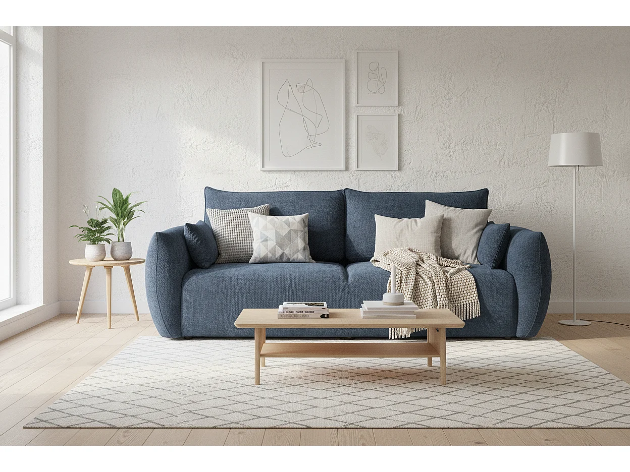Canapé convertible ZEPHIRA 238 cm – canapé confortable avec coffre de rangement et surface de couchage 196 × 140 cm, bleu marine