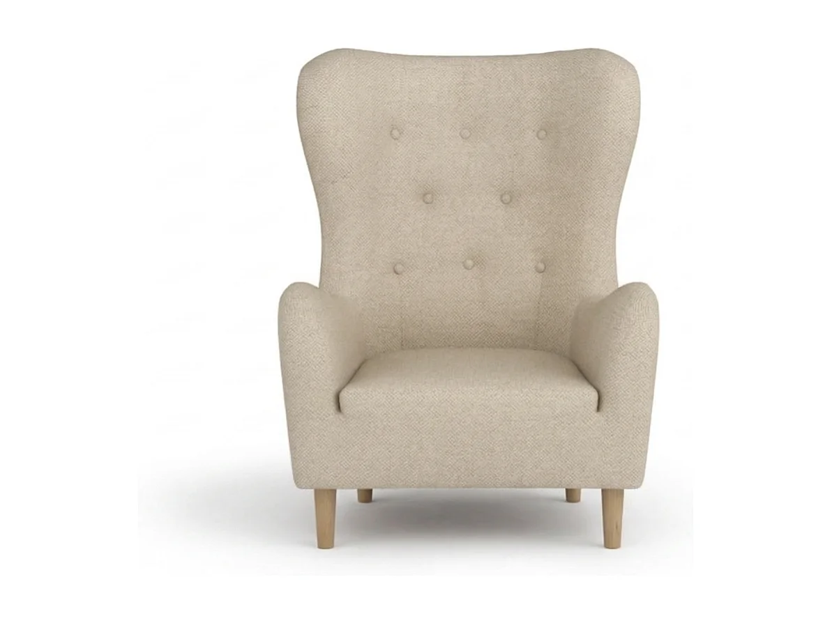 Fauteuil à oreilles BENETTO – fauteuil de détente élégant en tissu TWIST 19 beige