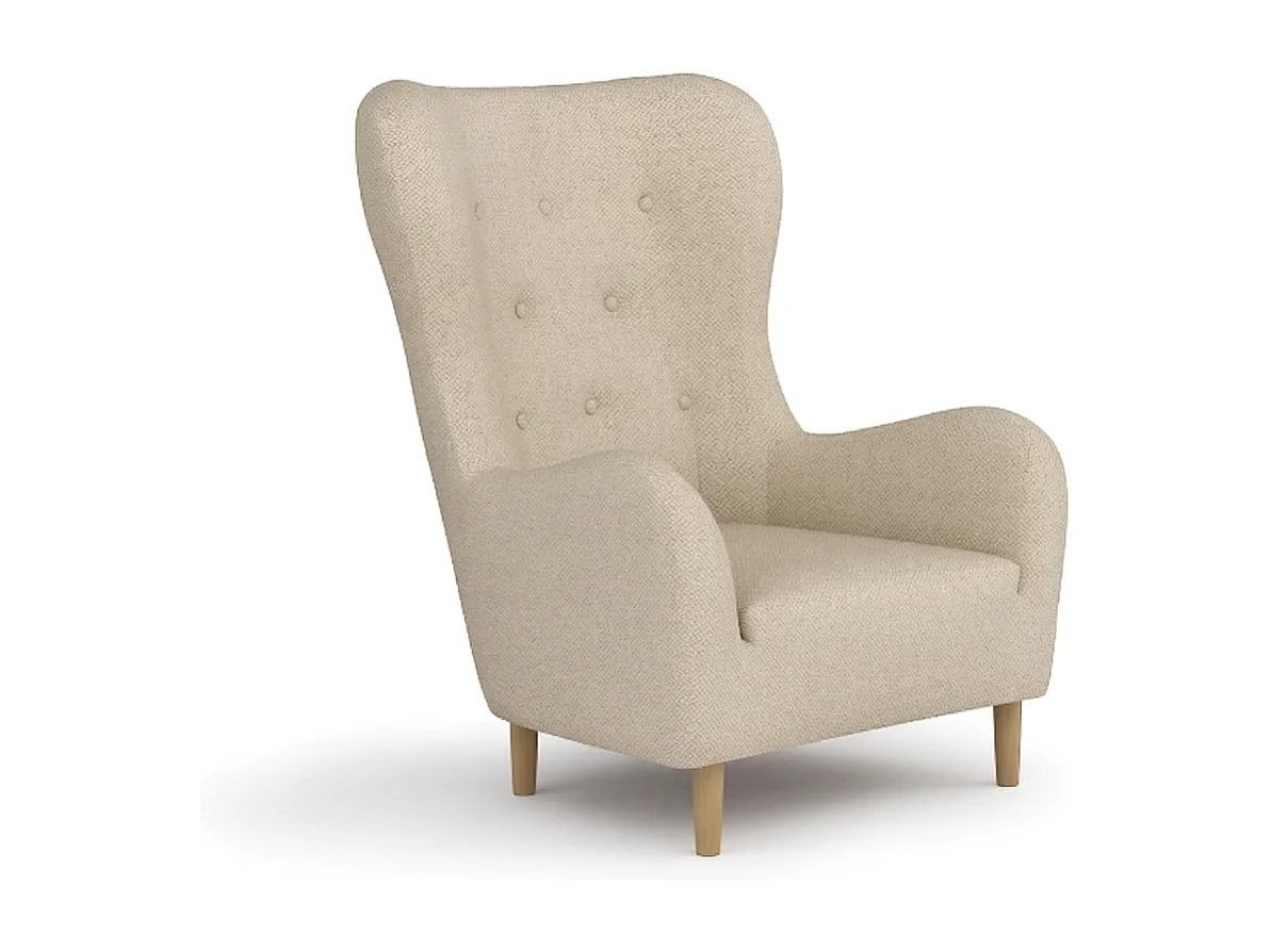 Fauteuil à oreilles BENETTO – fauteuil de détente élégant en tissu TWIST 19 beige