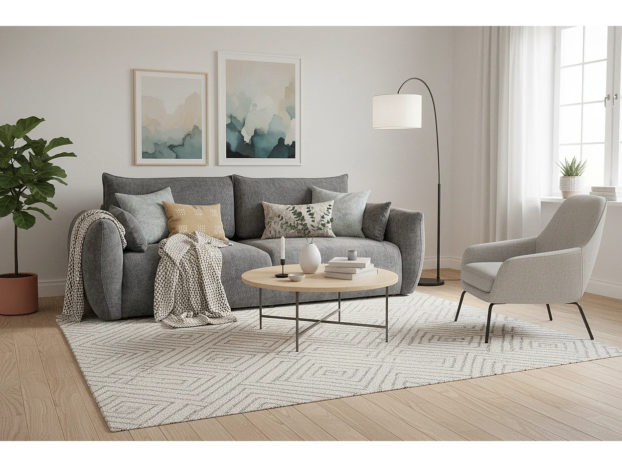 Canapé convertible ZEPHIRA 238 cm – canapé confortable avec coffre de rangement et surface de couchage 196 × 140 cm, gris