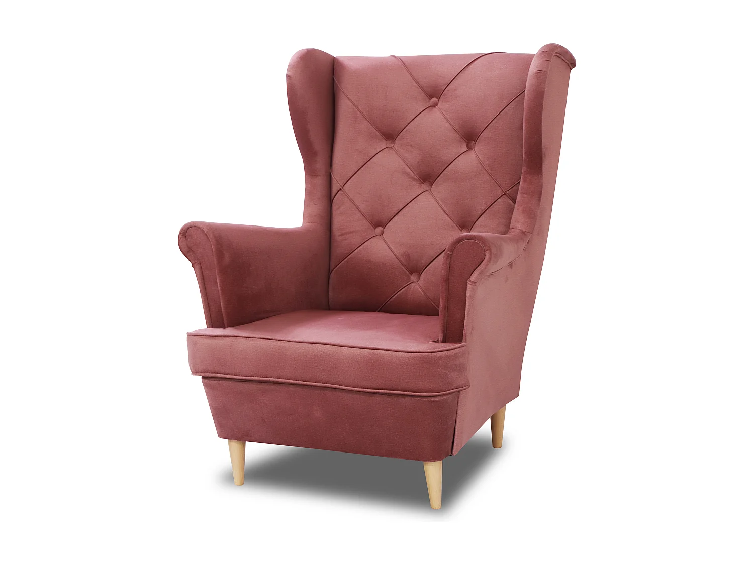 Fauteuil à oreilles YORK – fauteuil de détente élégant en tissu MONOLITH 63 rose