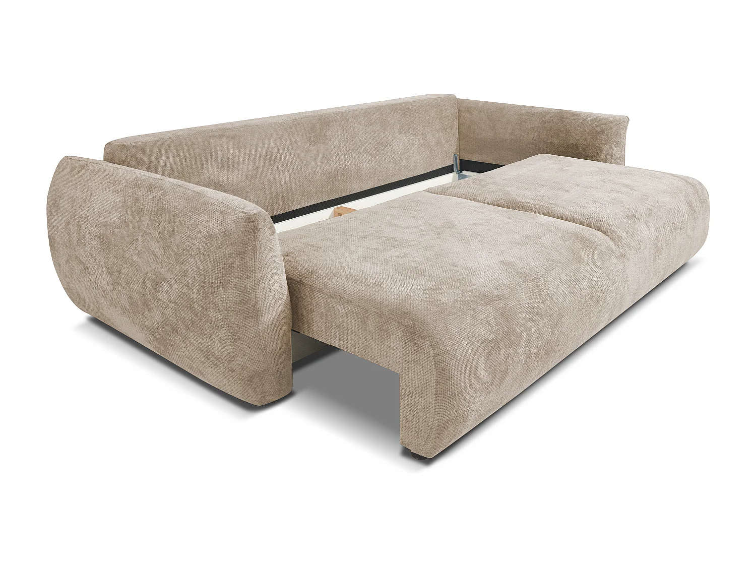 Canapé convertible ZEPHIRA 238 cm – canapé confortable avec coffre de rangement et surface de couchage 196 × 140 cm, beige