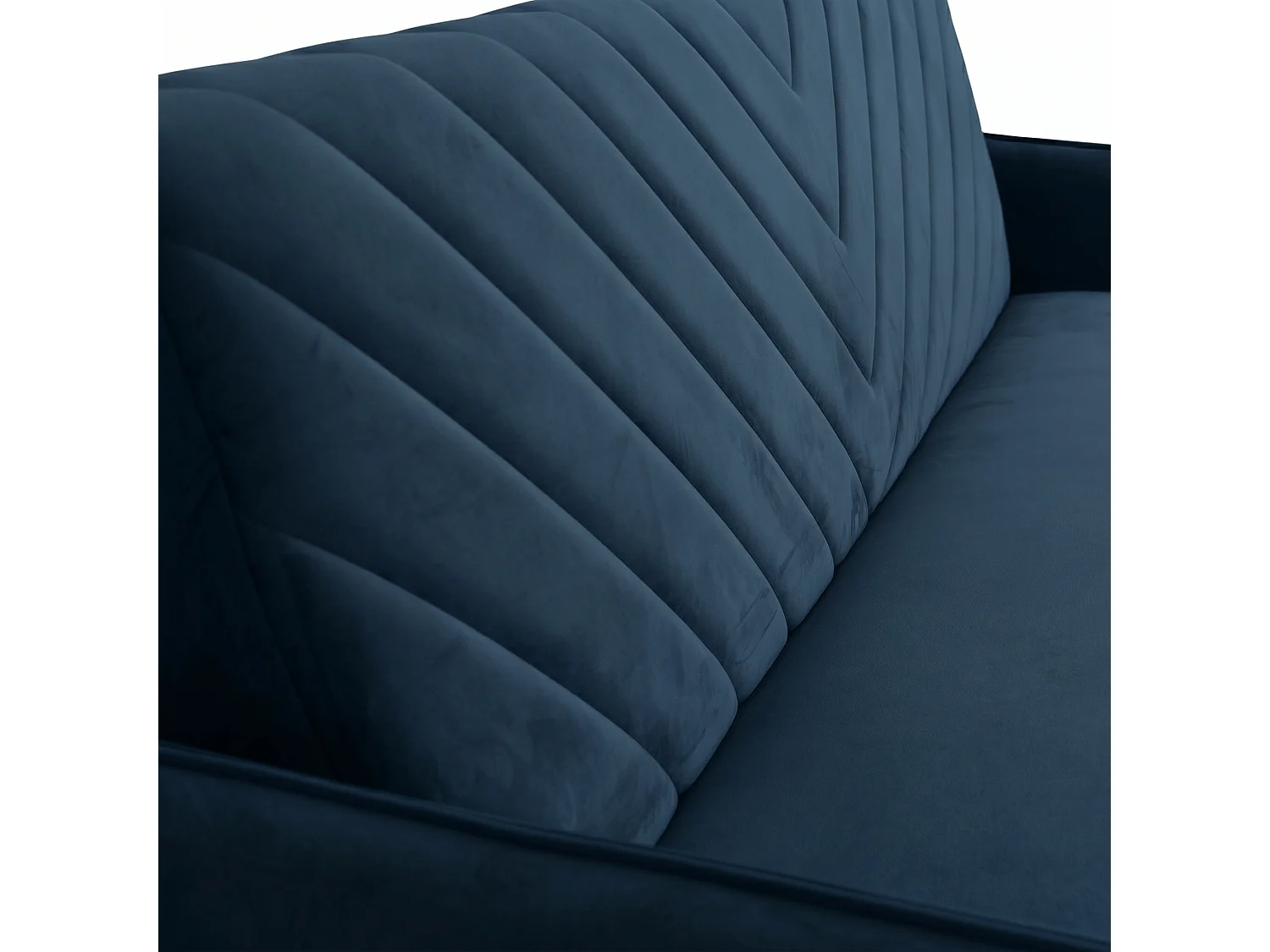 Canapé-lit MODENA 210 cm – élégant canapé convertible avec coffre de rangement et coutures décoratives en V, bleu marine