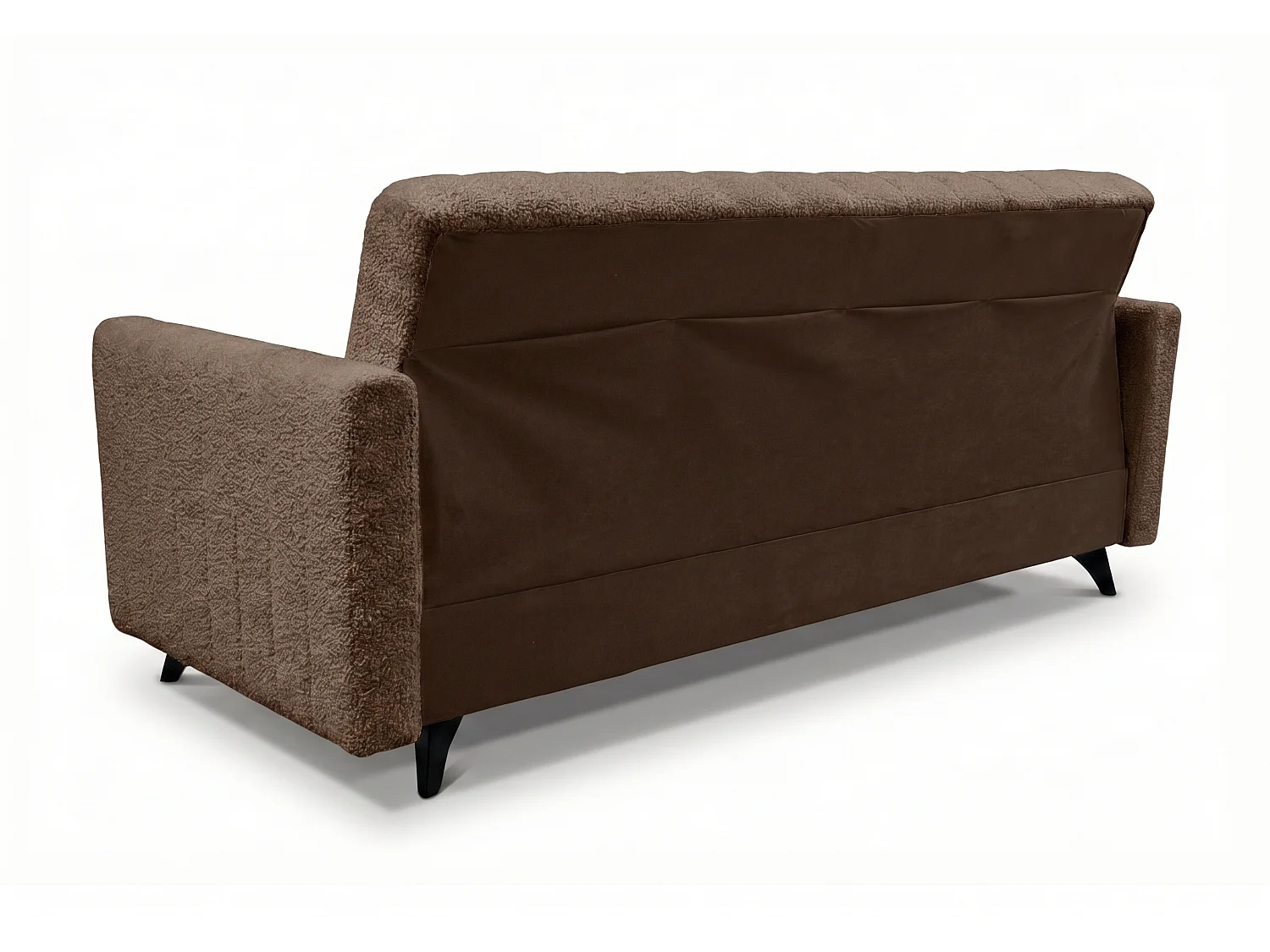 Canapé-lit LAMBO 210 cm avec coutures verticales – canapé convertible avec coffre de rangement pour literie, marron