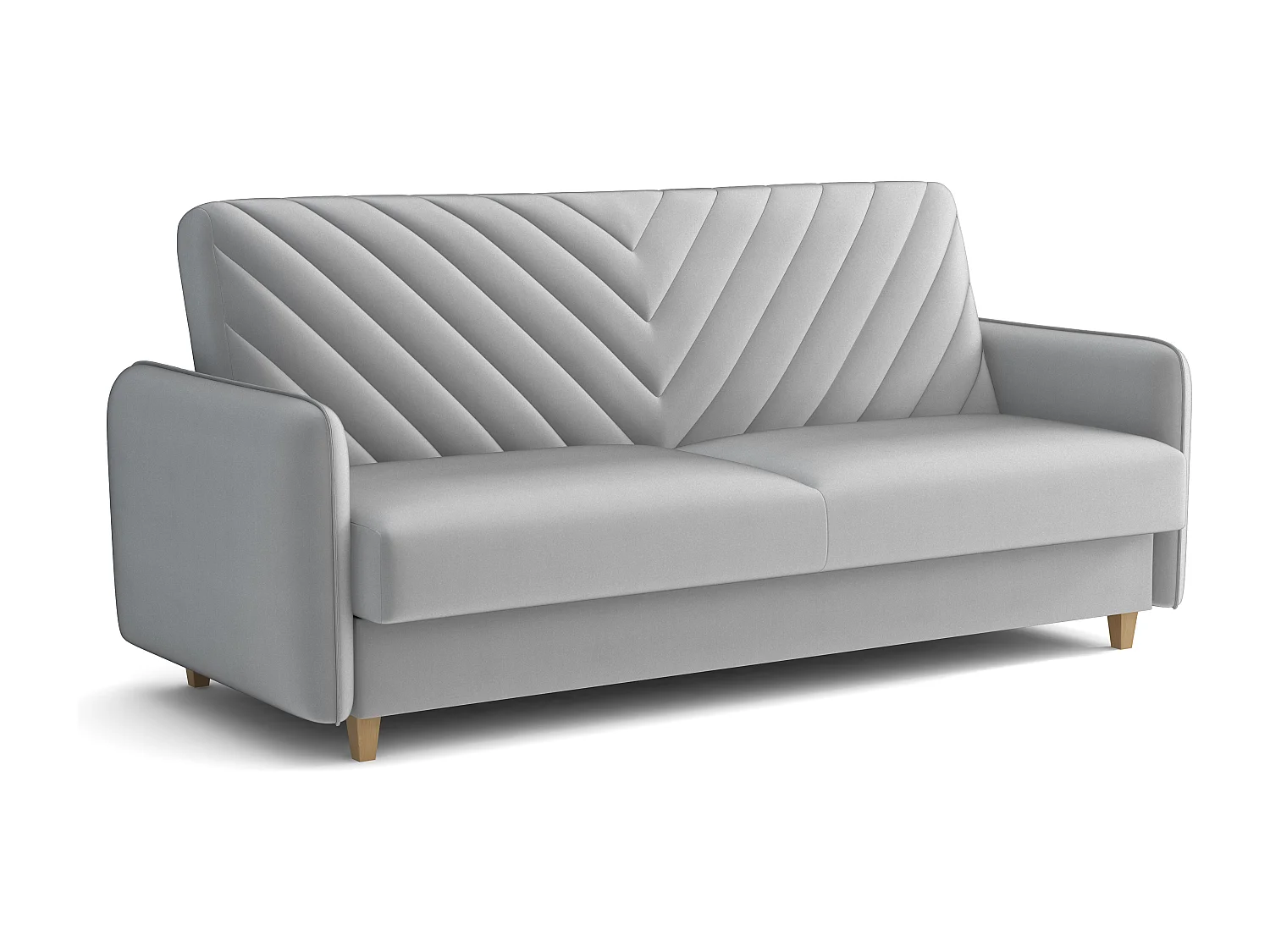 Canapé-lit MODENA 210 cm – élégant canapé convertible avec coffre de rangement et coutures décoratives en V, gris