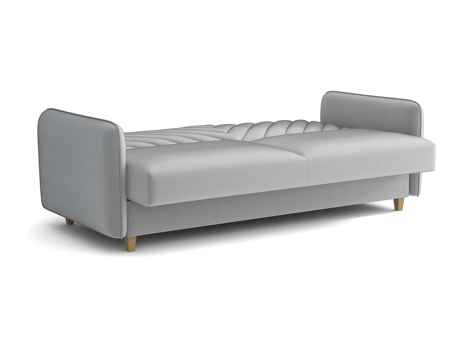 Canapé-lit MODENA 210 cm – élégant canapé convertible avec coffre de rangement et coutures décoratives en V, gris