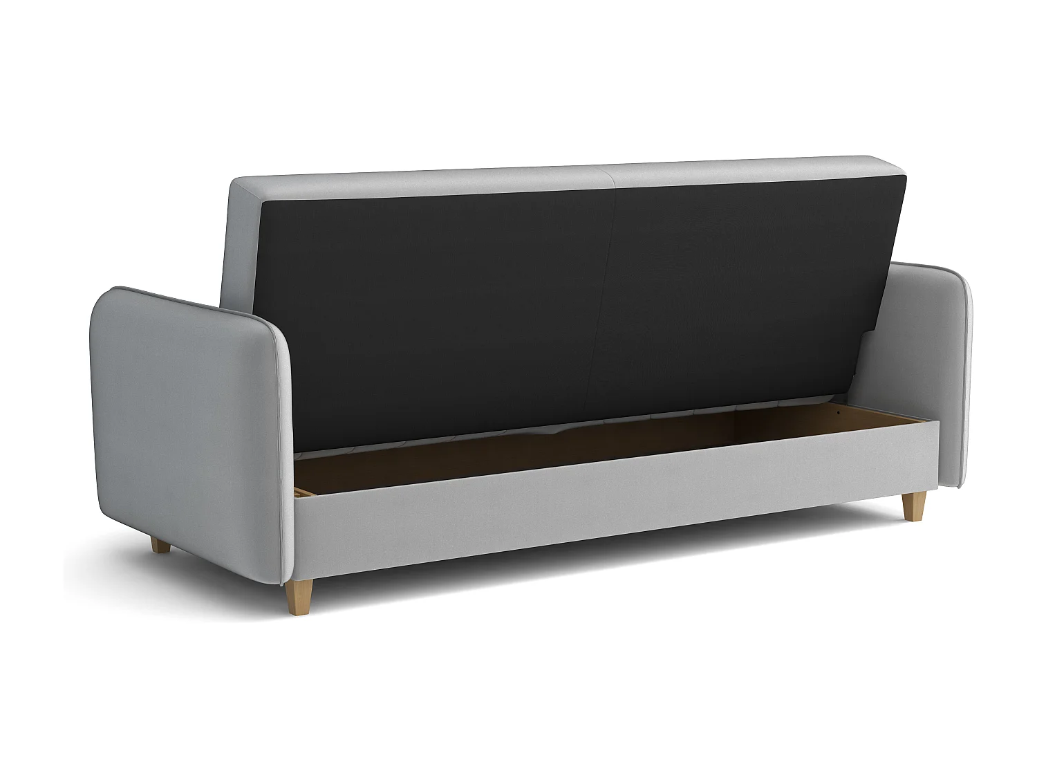 Canapé-lit MODENA 210 cm – élégant canapé convertible avec coffre de rangement et coutures décoratives en V, gris