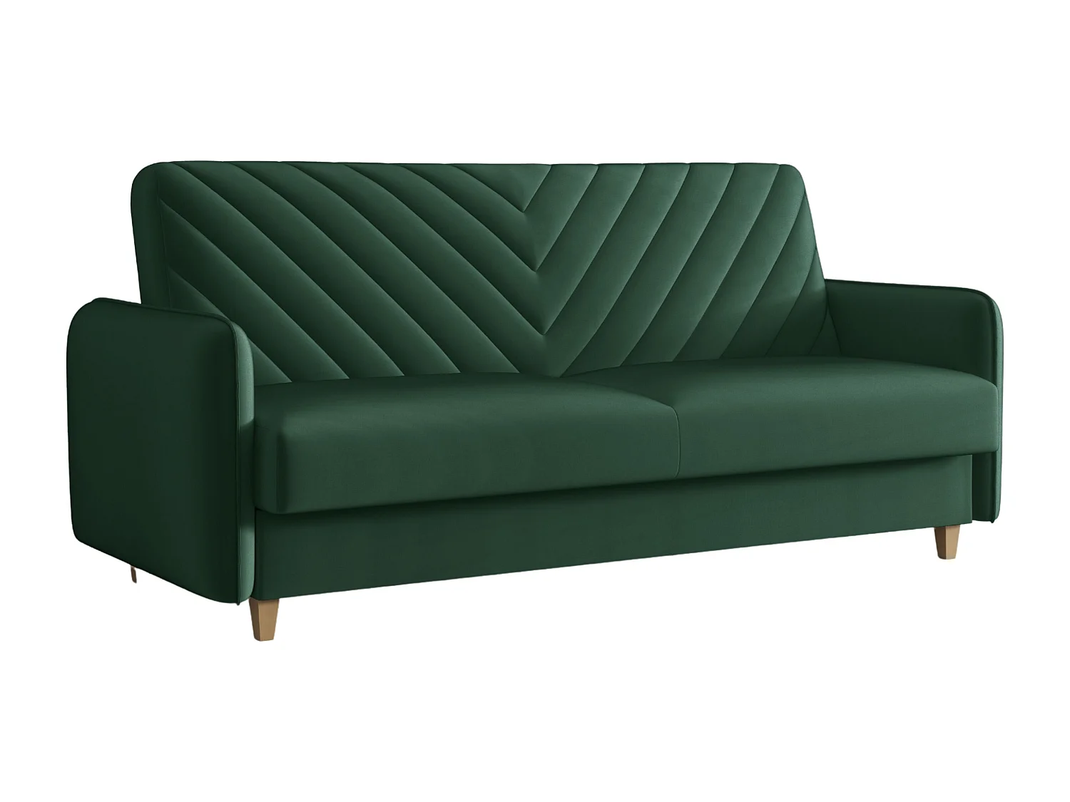 Canapé-lit MODENA 210 cm – élégant canapé convertible avec coffre de rangement et coutures décoratives en V, vert bouteille