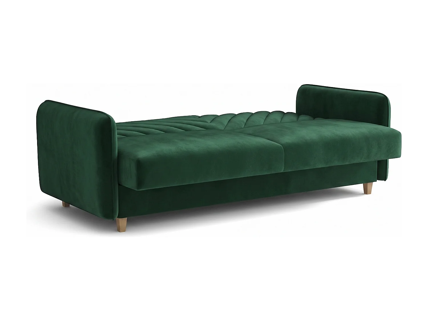 Canapé-lit MODENA 210 cm – élégant canapé convertible avec coffre de rangement et coutures décoratives en V, vert bouteille