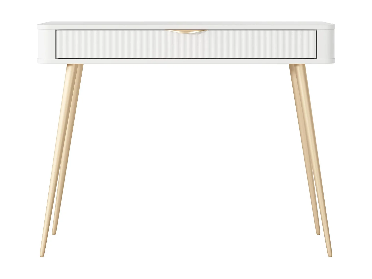 AX LIVING Vespasia kleiner Schminktisch Weiß 100,2 cm geriffelter