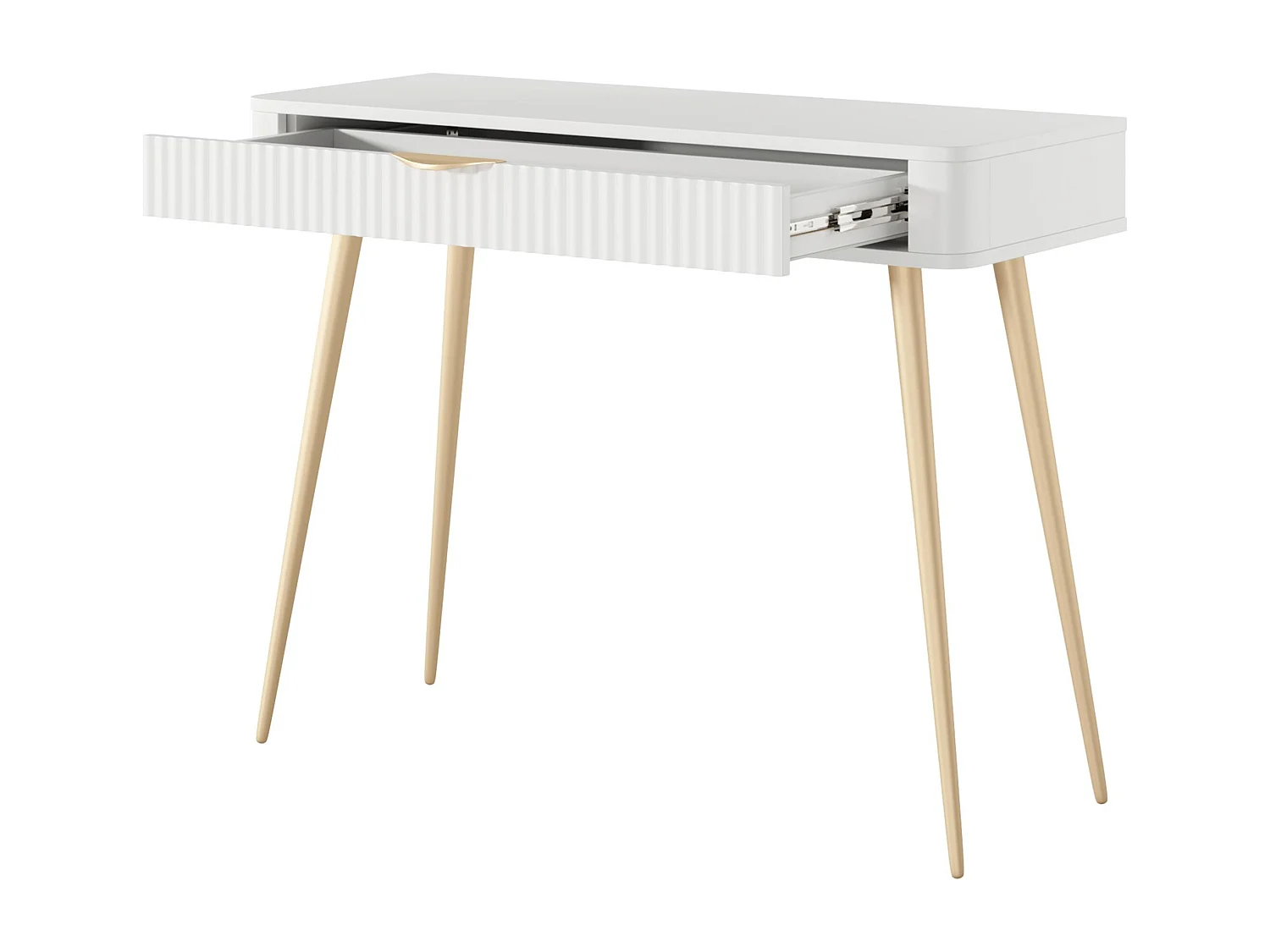 AX LIVING Vespasia kleiner Schminktisch Weiß 100,2 cm geriffelter