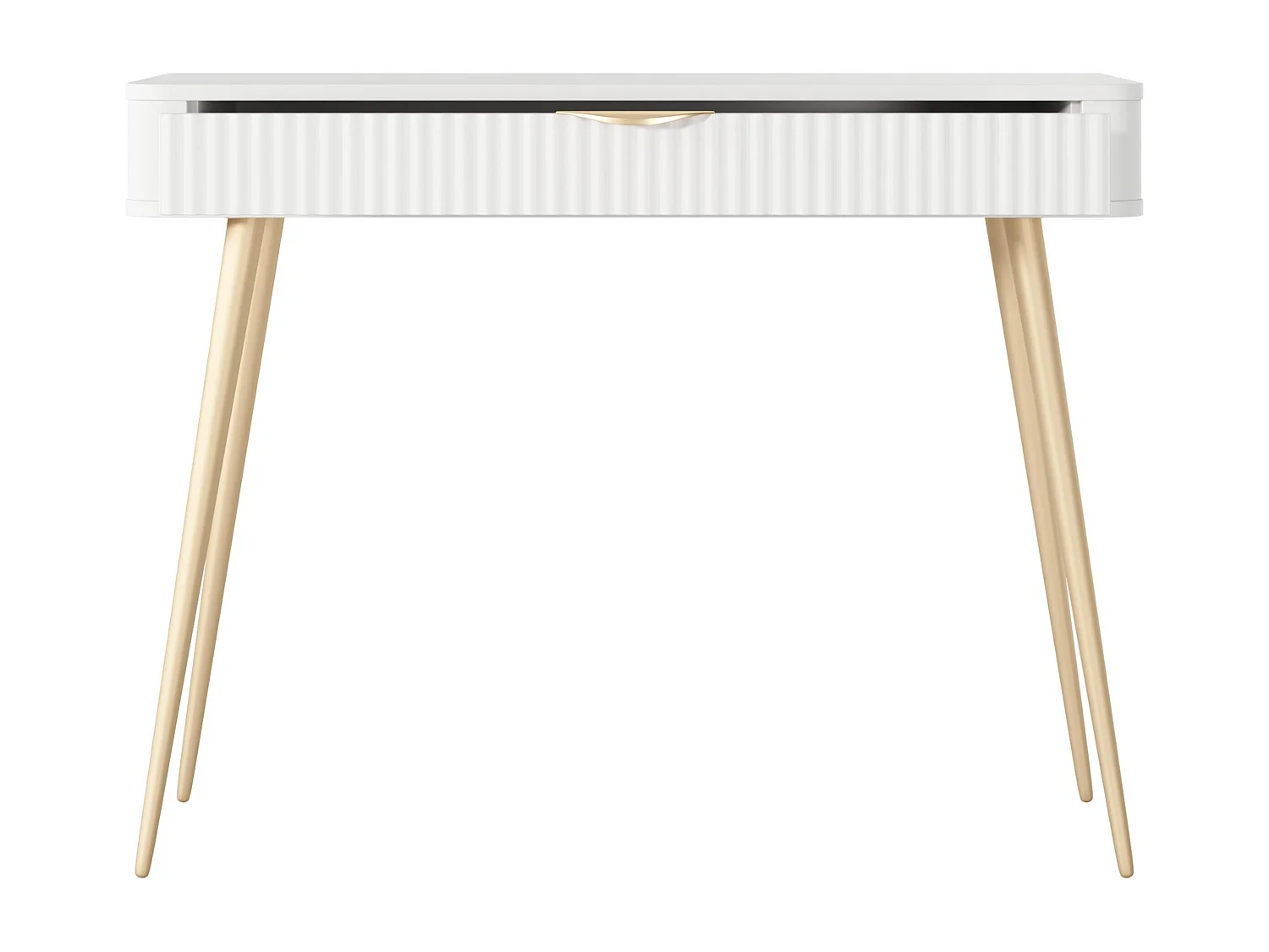 AX LIVING Vespasia kleiner Schminktisch Weiß 100,2 cm geriffelter