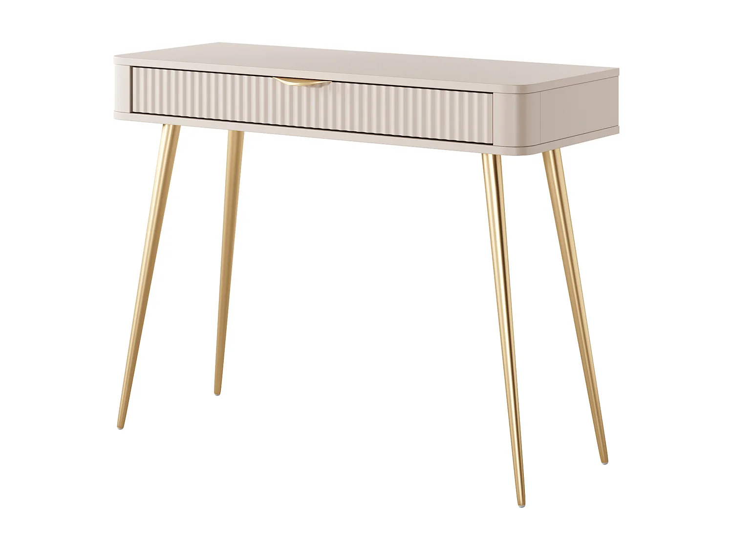 AX LIVING Vespasia kleiner Schminktisch beige 100,2 cm geriffelter